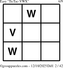 The grouppuzzles.com Easy TicTac-VWX puzzle for Wednesday December 10, 2025