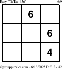 The grouppuzzles.com Easy TicTac-456 puzzle for Friday June 13, 2025