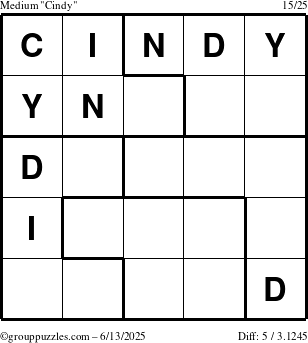 The grouppuzzles.com Medium Cindy puzzle for Friday June 13, 2025