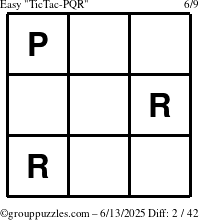 The grouppuzzles.com Easy TicTac-PQR puzzle for Friday June 13, 2025