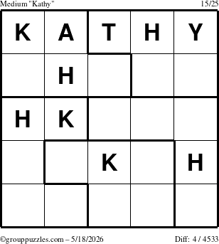 The grouppuzzles.com Medium Kathy puzzle for Monday May 18, 2026