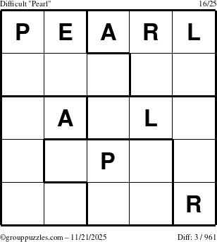 The grouppuzzles.com Difficult Pearl puzzle for Friday November 21, 2025