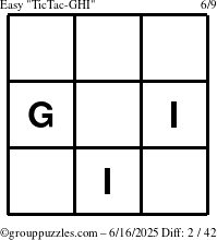 The grouppuzzles.com Easy TicTac-GHI puzzle for Monday June 16, 2025