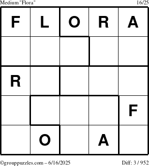 The grouppuzzles.com Medium Flora puzzle for Monday June 16, 2025