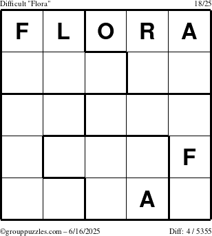 The grouppuzzles.com Difficult Flora puzzle for Monday June 16, 2025