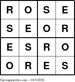 The grouppuzzles.com Answer grid for the Rose puzzle for Saturday October 3, 2026
