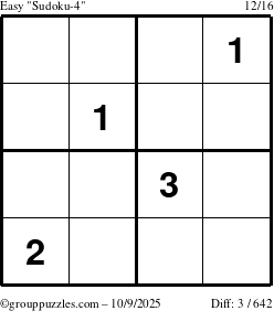 The grouppuzzles.com Easy Sudoku-4 puzzle for Thursday October 9, 2025