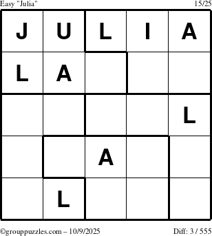 The grouppuzzles.com Easy Julia puzzle for Thursday October 9, 2025