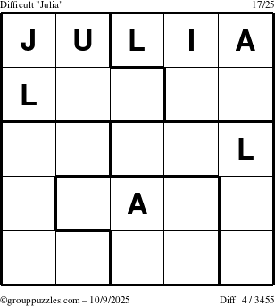 The grouppuzzles.com Difficult Julia puzzle for Thursday October 9, 2025