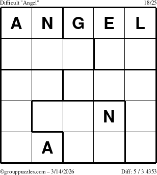 The grouppuzzles.com Difficult Angel puzzle for Saturday March 14, 2026