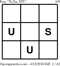 The grouppuzzles.com Easy TicTac-STU puzzle for Thursday April 18, 2024