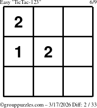 The grouppuzzles.com Easy TicTac-123 puzzle for Tuesday March 17, 2026