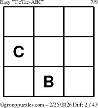 The grouppuzzles.com Easy TicTac-ABC puzzle for Wednesday February 25, 2026