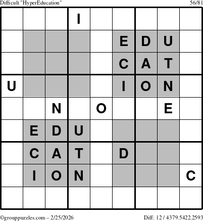 The grouppuzzles.com Difficult HyperEducation-i23 puzzle for Wednesday February 25, 2026