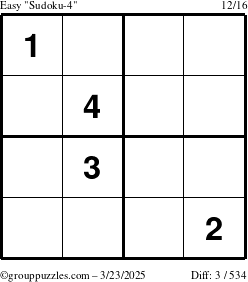 The grouppuzzles.com Easy Sudoku-4 puzzle for Sunday March 23, 2025