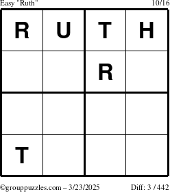 The grouppuzzles.com Easy Ruth puzzle for Sunday March 23, 2025