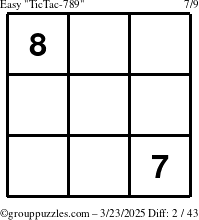 The grouppuzzles.com Easy TicTac-789 puzzle for Sunday March 23, 2025