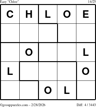 The grouppuzzles.com Easy Chloe puzzle for Saturday February 28, 2026