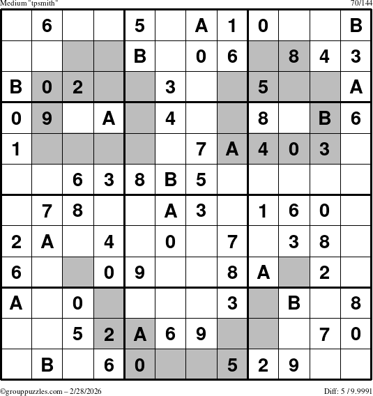 The grouppuzzles.com Medium tpsmith puzzle for Saturday February 28, 2026