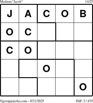 The grouppuzzles.com Medium Jacob puzzle for Sunday August 31, 2025