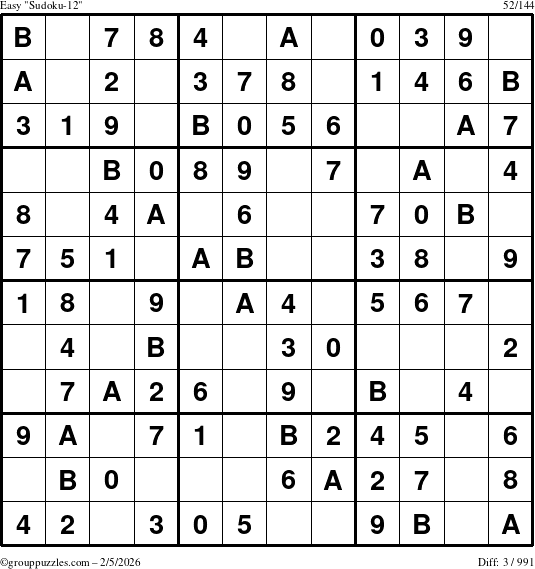 The grouppuzzles.com Easy Sudoku-12 puzzle for Thursday February 5, 2026
