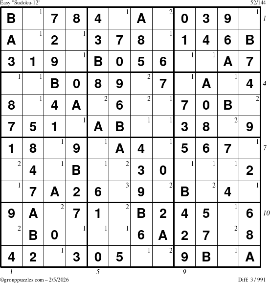 The grouppuzzles.com Easy Sudoku-12 puzzle for Thursday February 5, 2026 with all 3 steps marked