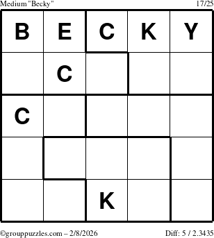The grouppuzzles.com Medium Becky puzzle for Sunday February 8, 2026