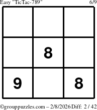 The grouppuzzles.com Easy TicTac-789 puzzle for Sunday February 8, 2026