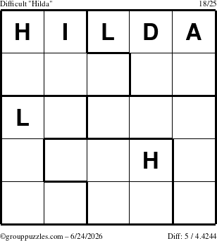 The grouppuzzles.com Difficult Hilda puzzle for Wednesday June 24, 2026