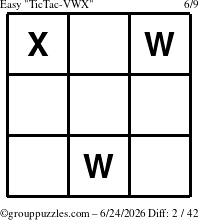 The grouppuzzles.com Easy TicTac-VWX puzzle for Wednesday June 24, 2026