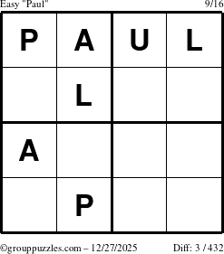 The grouppuzzles.com Easy Paul puzzle for Saturday December 27, 2025