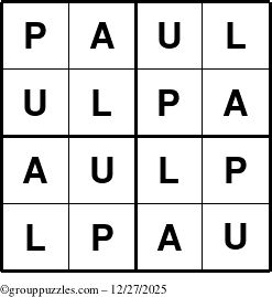The grouppuzzles.com Answer grid for the Paul puzzle for Saturday December 27, 2025