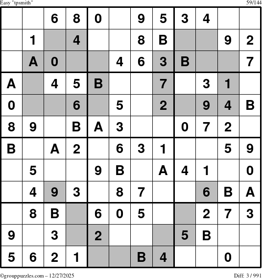 The grouppuzzles.com Easy tpsmith puzzle for Saturday December 27, 2025