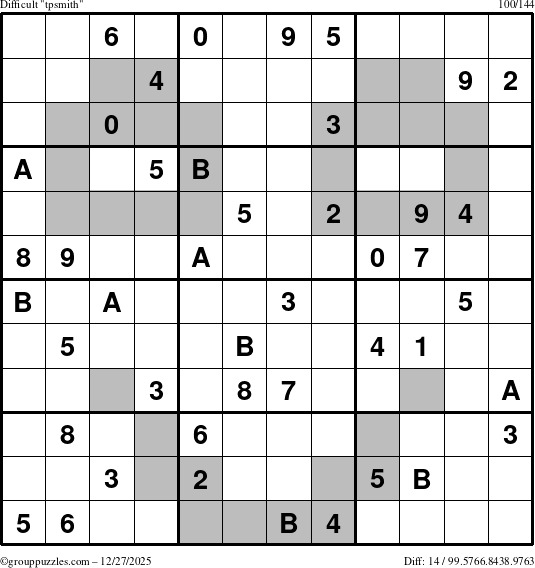 The grouppuzzles.com Difficult tpsmith puzzle for Saturday December 27, 2025