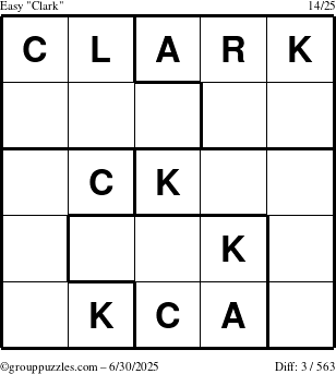 The grouppuzzles.com Easy Clark puzzle for Monday June 30, 2025