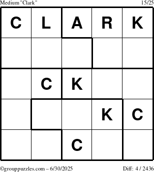The grouppuzzles.com Medium Clark puzzle for Monday June 30, 2025