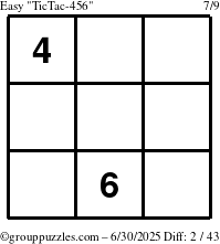The grouppuzzles.com Easy TicTac-456 puzzle for Monday June 30, 2025