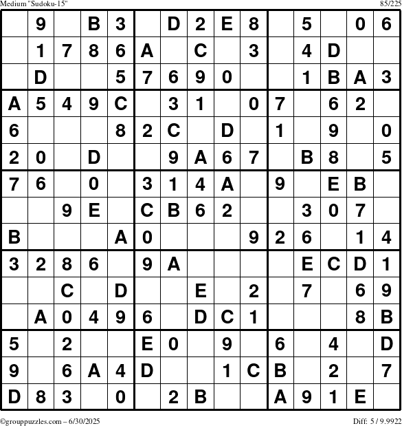 The grouppuzzles.com Medium Sudoku-15 puzzle for Monday June 30, 2025