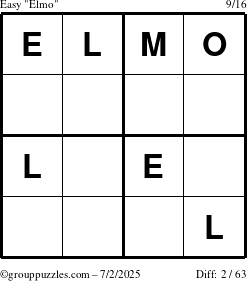 The grouppuzzles.com Easy Elmo puzzle for Wednesday July 2, 2025