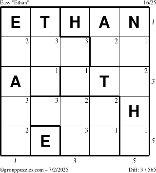 The grouppuzzles.com Easy Ethan puzzle for Wednesday July 2, 2025 with all 3 steps marked