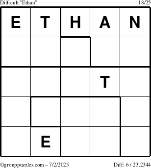 The grouppuzzles.com Difficult Ethan puzzle for Wednesday July 2, 2025