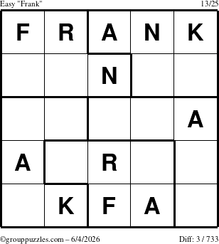 The grouppuzzles.com Easy Frank puzzle for Thursday June 4, 2026