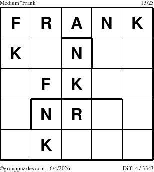The grouppuzzles.com Medium Frank puzzle for Thursday June 4, 2026