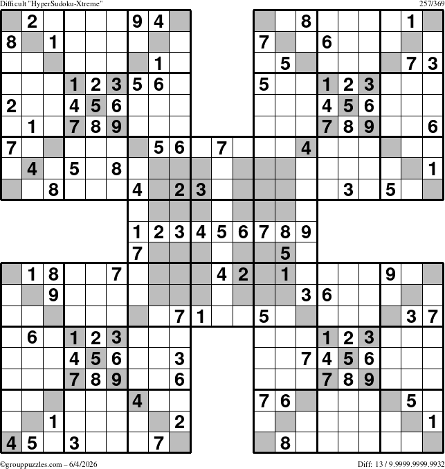 The grouppuzzles.com Difficult cover-HyperXtreme puzzle for Thursday June 4, 2026