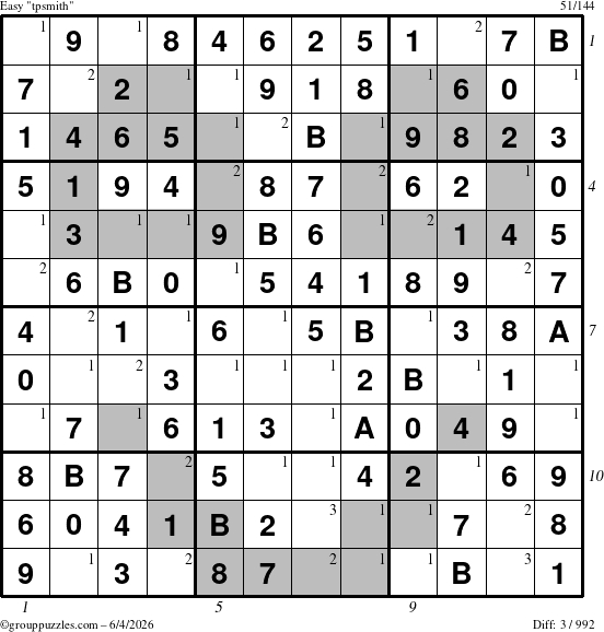 The grouppuzzles.com Easy tpsmith puzzle for Thursday June 4, 2026 with all 3 steps marked