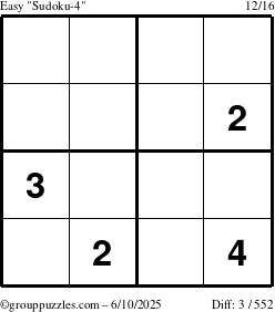The grouppuzzles.com Easy Sudoku-4 puzzle for Tuesday June 10, 2025