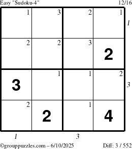 The grouppuzzles.com Easy Sudoku-4 puzzle for Tuesday June 10, 2025 with all 3 steps marked