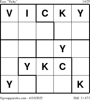The grouppuzzles.com Easy Vicky puzzle for Tuesday June 10, 2025