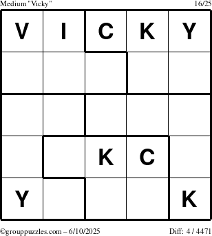 The grouppuzzles.com Medium Vicky puzzle for Tuesday June 10, 2025