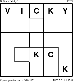 The grouppuzzles.com Difficult Vicky puzzle for Tuesday June 10, 2025